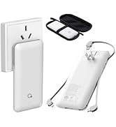 Brand Q Portable Charger with Built-in Cables and AC Wall Plug,Slim USB C Power Bank 10000mAh,Ext...