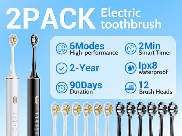 2 Pack electric toothbrush