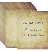 60 Sheets Vintage Stationery Paper, 8.5" x 11" Letter Size Writing Paper, Double-Sided Aged Antiq...