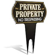Signs Authority Metal Yard Sign -- Private Property No Trespassing Sign - Durable Heavy Duty Dibo...