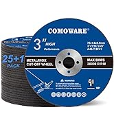 COMOWARE 25+1 Pack 3" Cut Off Wheel, Cut Off Wheels 3 x 1/16 x 3/8 Inch Ultra Thin, Metal and Sta...