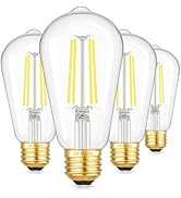 Dimmable ST58 Antique Clear Vintage Edison LED Light Bulbs, 5000K Daylight, E26 Medium Base, 4W (...