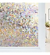 Haton Window Privacy Film, Stained Glass Rainbow Film Decorative Window Clings, Static Cling Sun ...