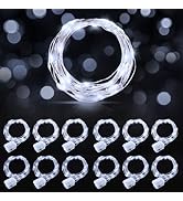AIKEI 12 Pack Led Fairy Lights Battery Operated String Lights Waterproof Silver Wire 7 Feet 20 Le...