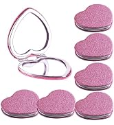 Frinnovan 6 Pack Sparkly Pokect Heart Mirror Travel Compact Magnifying Folding Mirror for Purse M...