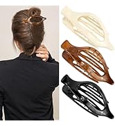 ATODEN Flat Hair Claw Clips - Women's 3pc French Concord Large Neutral Jaw Clips for Thin/Thick H...