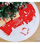 48-inch Red Santa Claus Reindeer Plush Christmas Tree Skirt - Indoor/Outdoor Holiday Decor