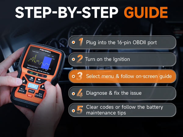 foxwell nt301 obd2 scanner diagnostic tool vehicle code scanner battery testers