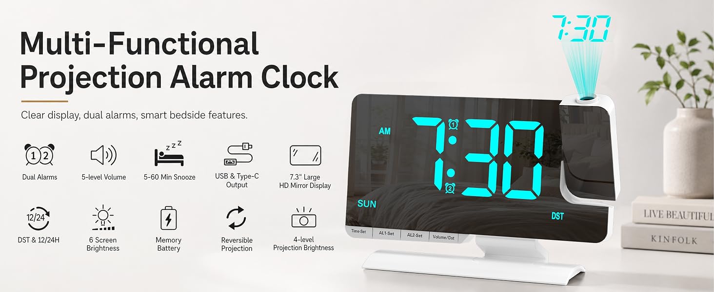Multi-FunctionalProjection Alarm Clock