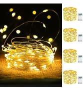 4-Pack Fairy Lights Battery Operated with Timer, 16FT 50 LED String Lights Indoor Outdoor, Cuttab...