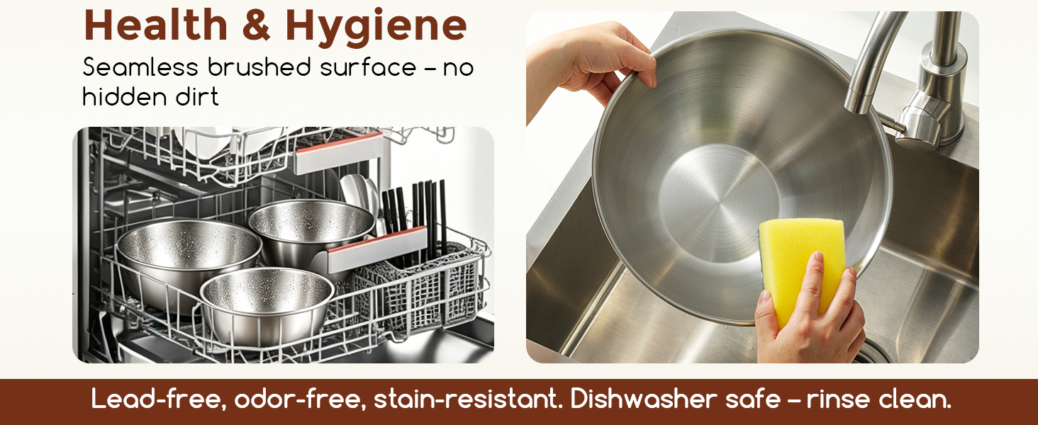 Lead-free, odor-free, stain-resistant. Dishwasher safe - rinse clean