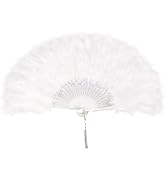 EOSAU Marabou Feather Fans Handheld, 1920s Vintage Gatsby Style Flapper Folding Hand Fan Foldable...
