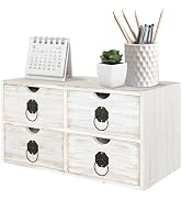 SeekElegant Wood Desk Organizer, White Wooden Desktop Organizer with Drawer, Tabletop Storage Org...