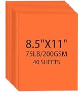 Cardstock 8.5 X 11, 40 Sheets, Pumpkin Orange Card Stock, 75lb/ 200gsm Copy Paper, Cardstock Prin...