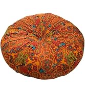 Huierxun Moroccan Printed Round Chair Pads Cotton Linen Soft Comfort Chair Cushion Colorful Pompo...