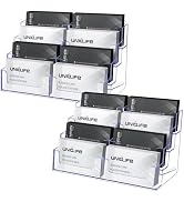 Uniclife 2 Pack Acrylic Business Card Holder for Desk 8 Slots Clear Business Card Display Stand f...