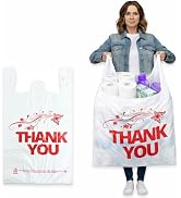 YoYoRain Oversized Thank You Plastic Bags with Handles – 50 Pack, 20x10x36, 20 Microns Thick, Hea...