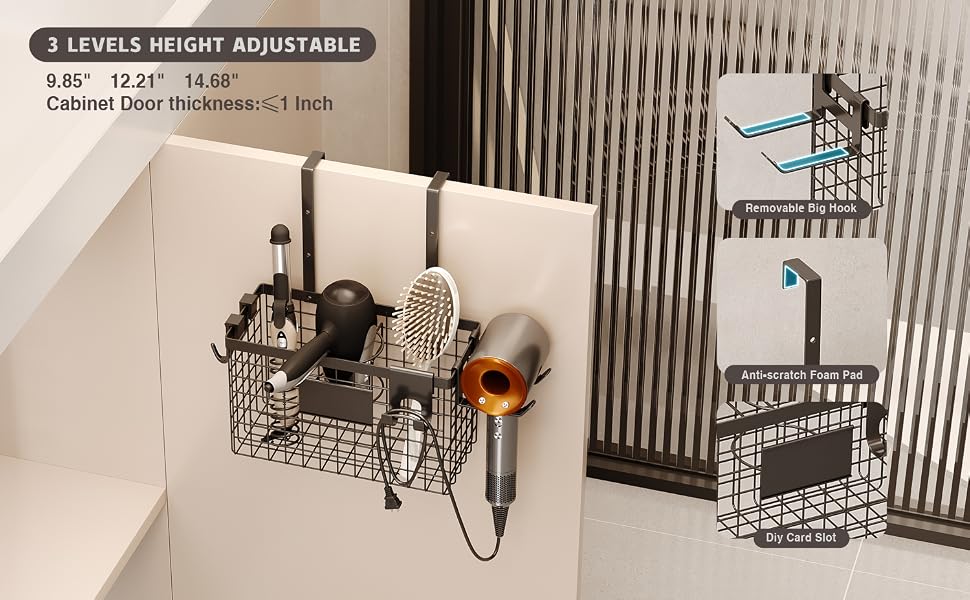 hair dryer holder cabinet door