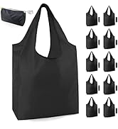 BeeGreen 10 Pack Black Reusable Grocery Bags with Storage Pouch Reusable Shopping Bags Bulk with ...