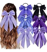 hisial 6Pcs Bow Hair Ties Non-Damage Ponytail Holders Hair Bows Ribbon for Women Fashion Bows Acc...