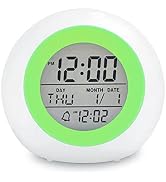 Kids Digital Alarm Clock, with 7 Color Night Light, Small, for Boys and Girls, to Wake up at Bedr...