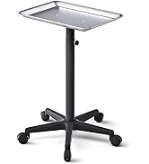 TASALON Salon Tray on Wheels - Aluminum Instrument Tattoo Tray with Wheels - Adjustable Salon Ser...