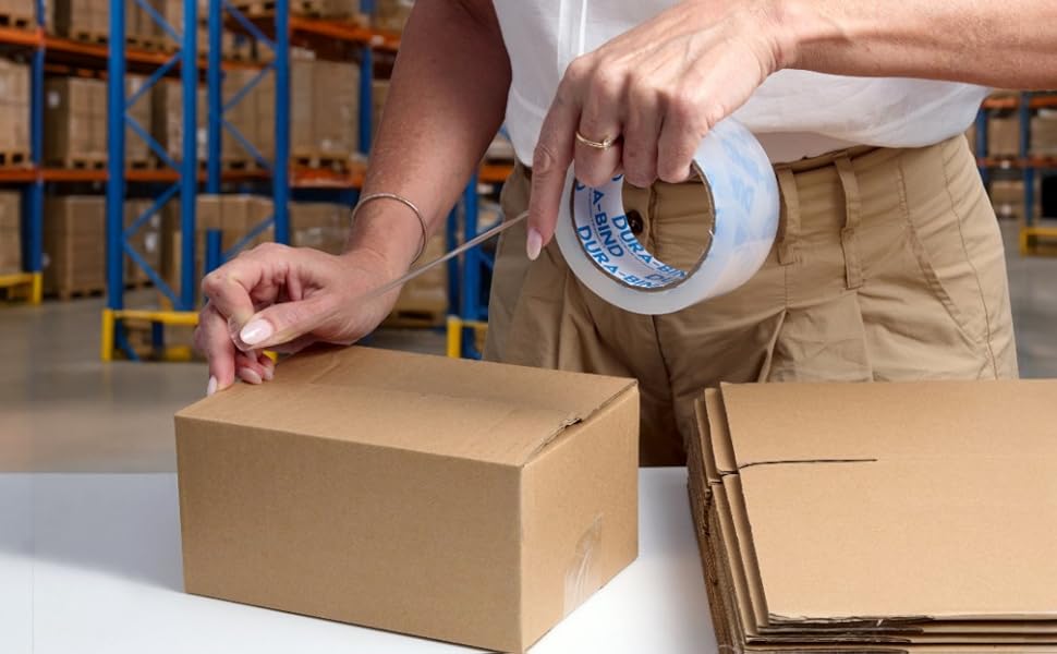 Strong clear packaging tape for sealing cardboard boxes