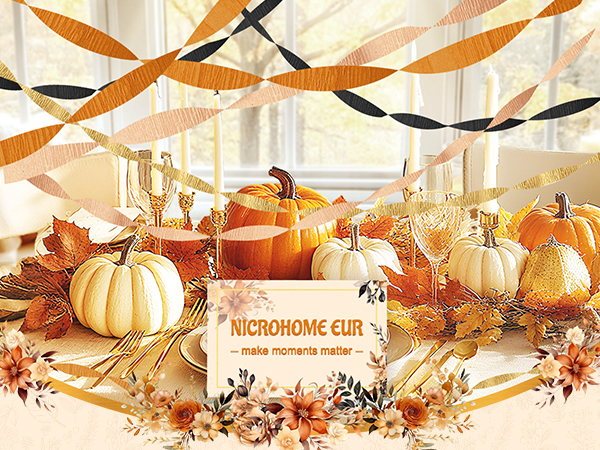 OrangeBlackGoldCrepePaper8PCS
