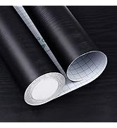 Black Paper - 11.8" x 78.7", 3 Pack, Self-Adhesive Film Wallpaper Stick PVC Removable Black Paper...