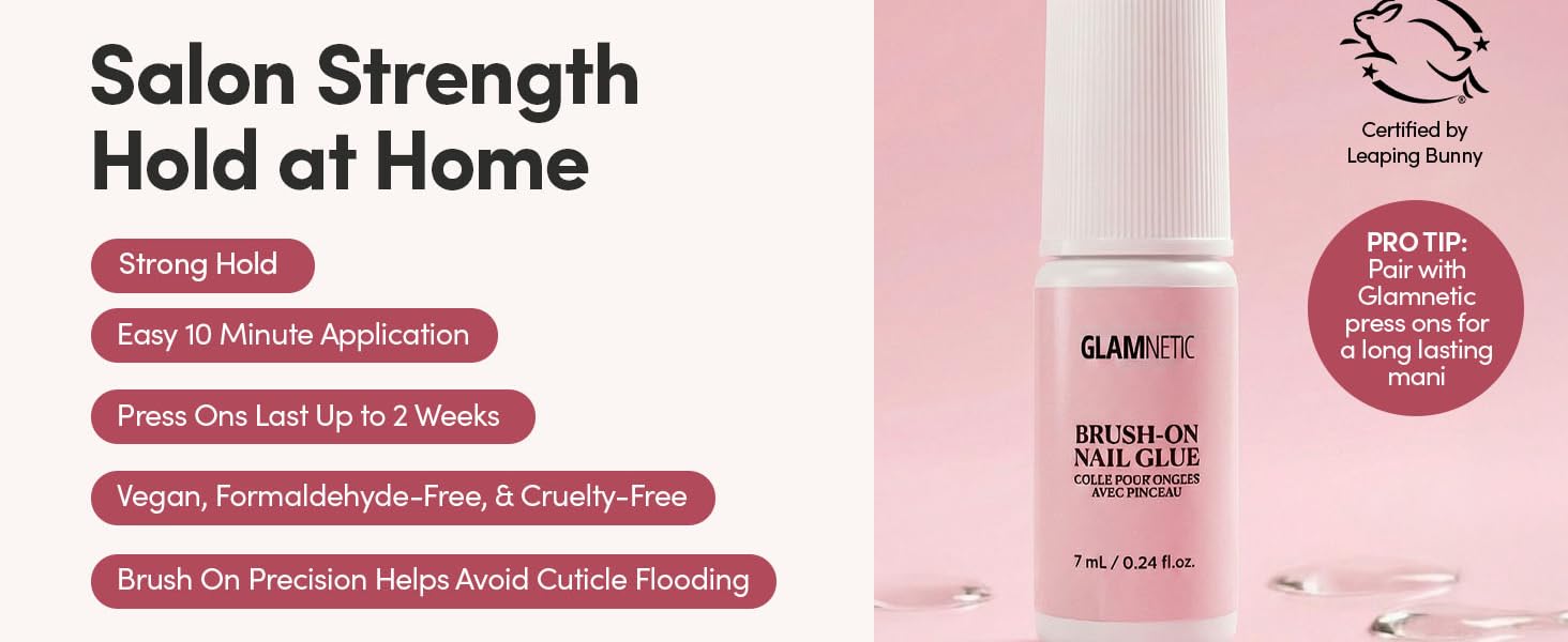 Salon Strength hold at home, strong hold, easy 10 miinute application, press ons last up to 2 weeks