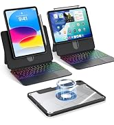 AVOAR Clear Keyboard Case for iPad A16 11th/10th Generation (2025/2022) | 7-Color Backlit, Magnet...