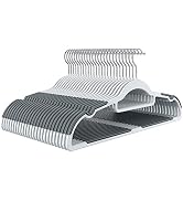 FSUTEG Hangers, Plastic Coat Hangers 50(Pack) 17.5inch Heavy Duty Pants Hangers Space Saving Non ...