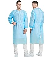 ProtectX (Blue 10 Pack Disposable Breathable Polypropylene Isolation Gown with Elastic Knit Cuffs...