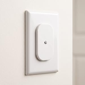 Front view of a white safety plate covering both receptacles of a standard duplex outlet