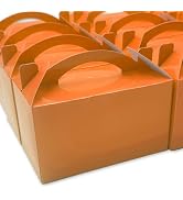 TIMESEEK 30-Pack Sunset Orange Gable Treat Boxes with Handles, 6" Pop-Up Party Favor Gift Boxes f...