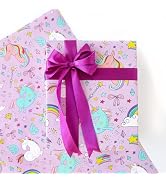 JAYTEM Unicorn Wrapping Paper, 6 Sheets 27.5 X 19.6 Inches Lavender Unicorn Birthday Gift Wrappin...