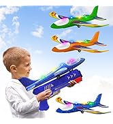 Wesfuner 3 Pack Airplane Launcher Toys,Foam Airplane Glider,2 Flight Mode Glider Plane,Kids Flyin...