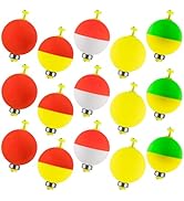 Alwonder 15-Pack Fishing Bobbers Floats, Weighted Bobbers for Fishing Ball EVA Foam Snap-on Float...