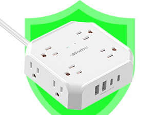 2 Prong Power Strip, WRXDMC 2 Prong to 3 Prong Outlet Adapter