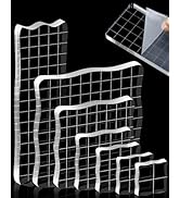 7 Pieces FIVEIZERO Acrylic Stamp Block, Assorted Sizes Clear Stamping Blocks Tools with Grid Line...