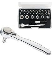 Sharden 1/4 Mini Ratchet Set 28pcs Right Angle Screwdriver and Bit with Metric Socket Set, 72 Too...