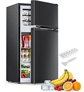 Electactic 2.5 Cu.Ft Mini Fridge with Freezer, Double-Door Compact Refrigerator, Adjustable Glass...