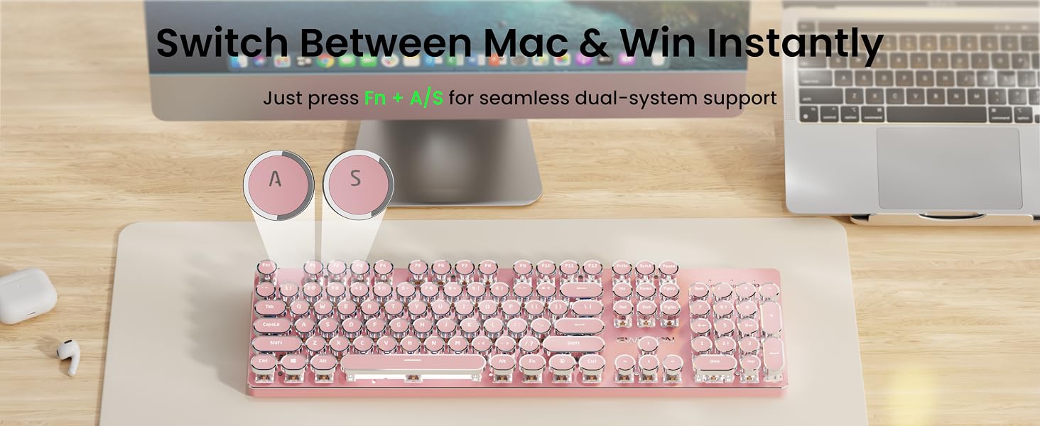 pink wireless keyboard office keyboard