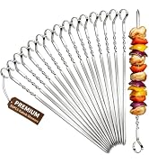 15.2" Long Kabob Skewers, AIMEIKI 50PCS Metal Skewer for Grilling Stainless Steel BBQ Barbecue Sk...
