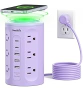 Power Strip with USB Ports,Extension Cord with Multiple Outlets (12AC+3A+2C), 6.5 FT Desk Purple ...