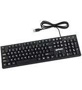 Manhattan Wired Computer Keyboard – Basic Black Keyboard - with 4.5ft USB-A Cable, 104-keys, Fold...
