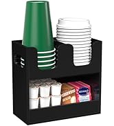 KEENWEGO Disposable Coffee Cup Dispenser with Handles, 2-Tier 3 Compartments Black Acrylic Paper ...