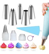 Large Piping Tips Set, Piping Bags and Tips Set 5 PCS Stainless Steel Frosting Tips for DIY Pastr...