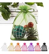 ANZNKU 50 Pack Organza Bags 4 x 6 inch Premium Sheer Drawstring for Jewelry Easter Candy Soap Par...