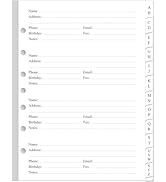 Address Book Refills for 3 or 7 Ring Mini Binders - A-Z Telephone Address Notebook Refill Paper w...